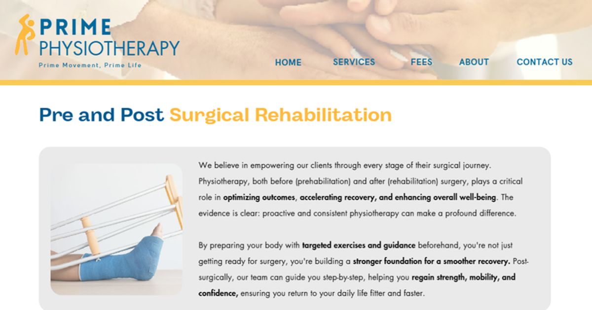 Pre & Post Operative Rehabilitation - Prime Physiotherapy